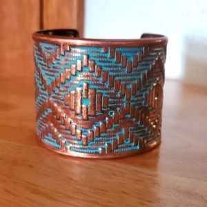 Copper/turquoise cuff bracelet